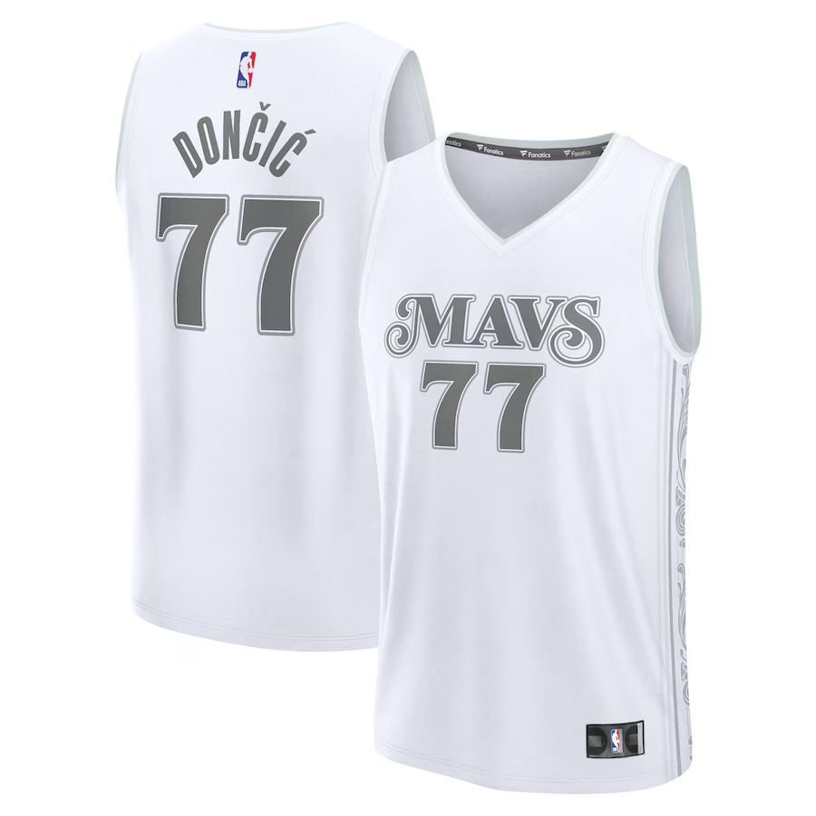 Men Dallas Mavericks #77 Luka Doncic Fanatics White City Edition 2024-25 Fast Break Player NBA Jersey